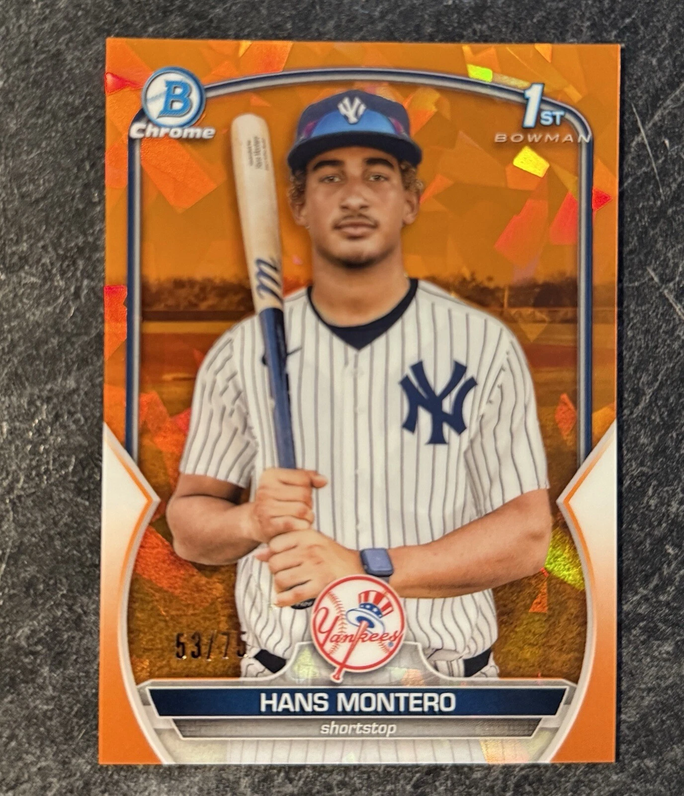 2023 Bowman Chrome Hans Montero #BCO-173 1st Orange Sapphire Refractor #/75 NYY