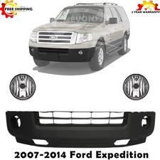 Front Bumper Cover Fascia & Fog Light Assembly Kit For 2007-2014 Ford Expedition