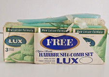 Vintage 1960s Green LUX Beauty Soap & Nylon Hairbrush & Comb Set NOS 9 Bars