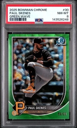 2025 Bowman Chrome Paul Skenes Green Wave /99 PSA 8