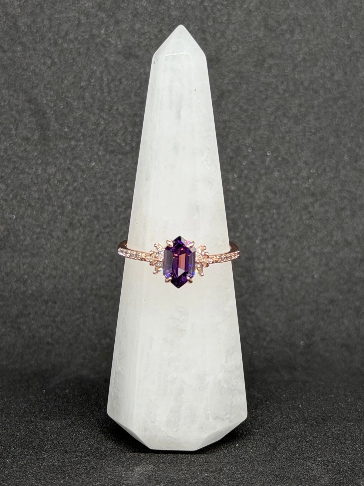 Bomb Party Ring Sz 11  "Gracing Us in Beauty" Amethyst CZ on Rose Gold image 4