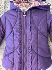 London Fog Girls 2T Purple Puffer Jacket Fleece Lined With Hearts Beautiful