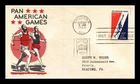 DR JIM STAMPS US COVER PAN AMERICAN GAMES AIR MAIL FDC KEN BOLL CACHET CRAFT