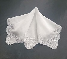 Vintage Wedding Net Lace Hankie - White