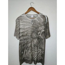 Milwaukee Rally Shirt Hot Leathers Motorcycle Sublimation L Polyester Tee NWT 