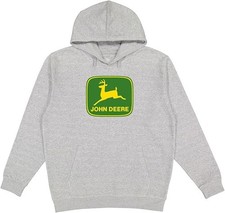 John Deere Midweight Fleece Hoodie Sweatshirt, 14802580, NWT, Grey 4 sizes