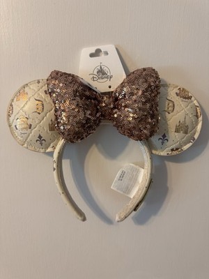 Disneyland Resort 70th Anniversary Gold Castle Quilted Minnie Ears Headband NWT