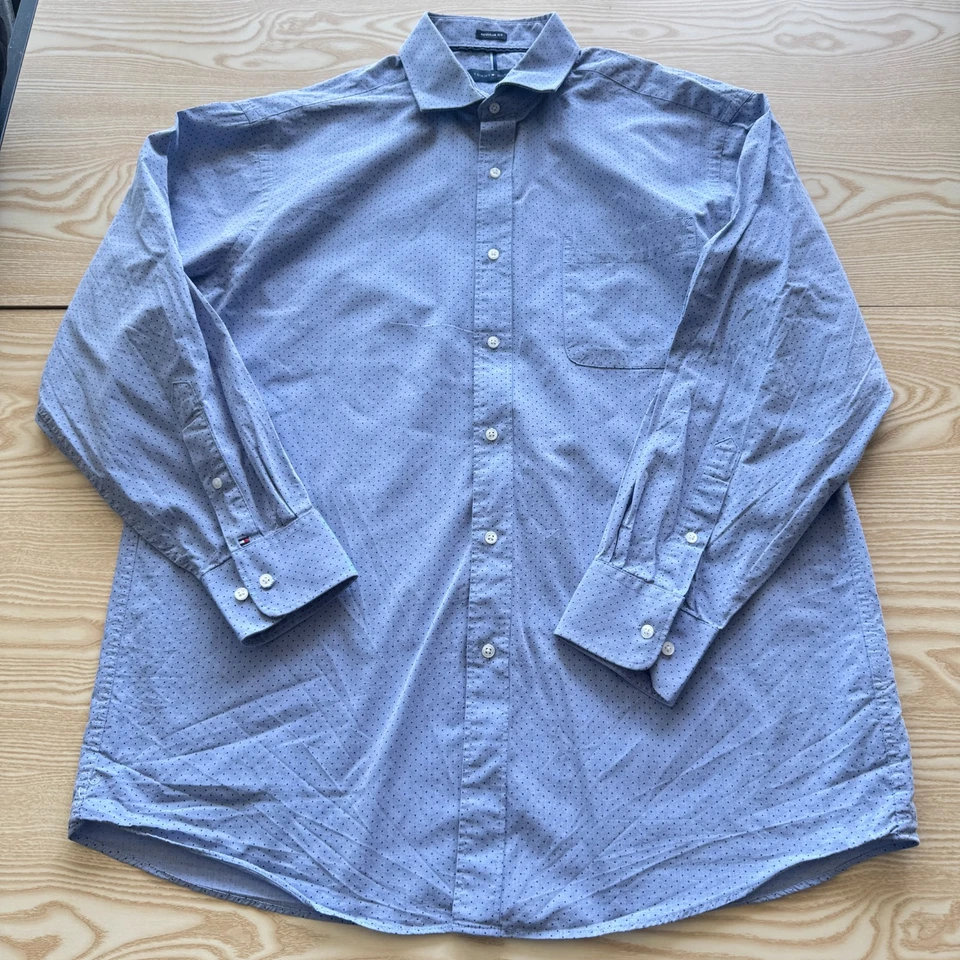 Tommy Hilfiger Large Shirt Mens Spots Large Blue 24" Pit-to-Pit Designer Fashion - Image 4 of 4