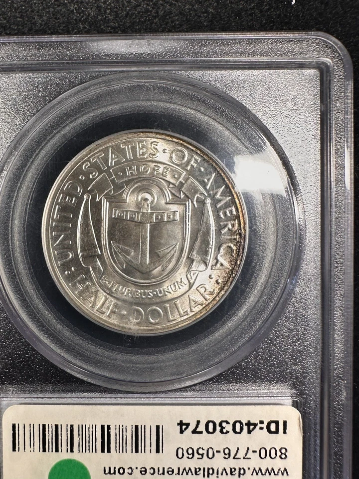1936 D Rhode Island Commemorative Half Dollar 50C PCGS MS 65 CAC Some Toning - Image 3 of 4