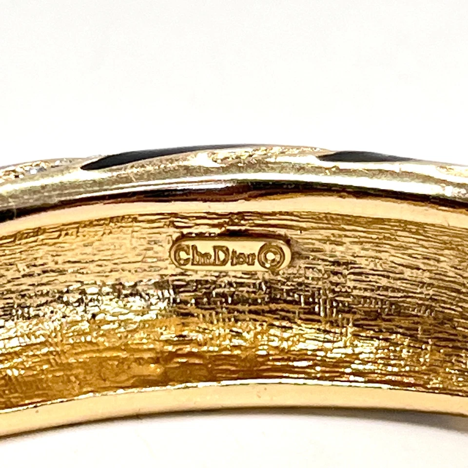 Brazalete Brazalete Christian Dior Años 80 Esmalte Negro Cristales Espirales De Colección Foto 3 de 4