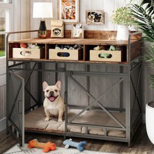 Dog Crate Furniture, 43" Heavy Duty Wooden Dog Crate End Table