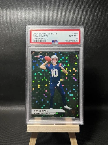 2024 Panini Donruss Elite #185 Drake Maye Green Disco NM-MT PSA 8