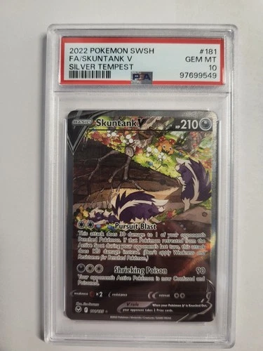 2022 Pokemon Skuntank V 181/195 Silver Tempest Alternate Art PSA 10 GEM MINT