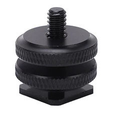 1/4inch Dual Nuts Camera Cold Shoe Mount Adapter Tripod Screw Adapter Flash Shoe