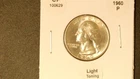 1960 P Silver Washington Quarter Actual Photo of Coin CP100629