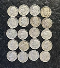 Lot of 20 - Silver 1950s Roosevelt dimes FREE SHIPPING 90% Silver