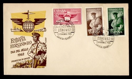 DR WHO 1962 SPANISH FERNANDO POO FDC STAMP DAY COMBO M76628