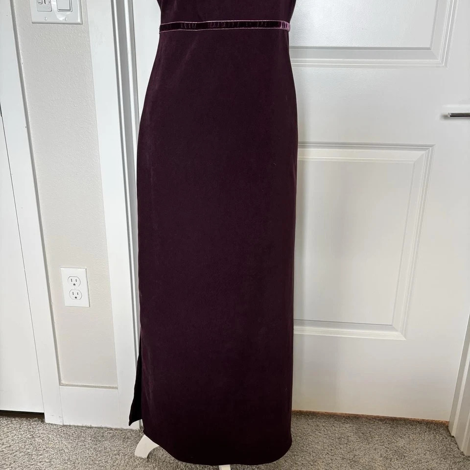 Maxi Vestido Vaina Amanda Smith Vintage Años 90 Borgoña Sin Mangas Talla 8 Pequeño Foto 3 de 4