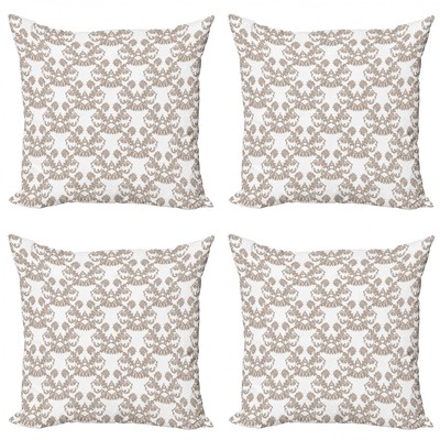 Ambesonne Damask Cushion Cover Set of 4 for Couch and Bed in 4 Sizes