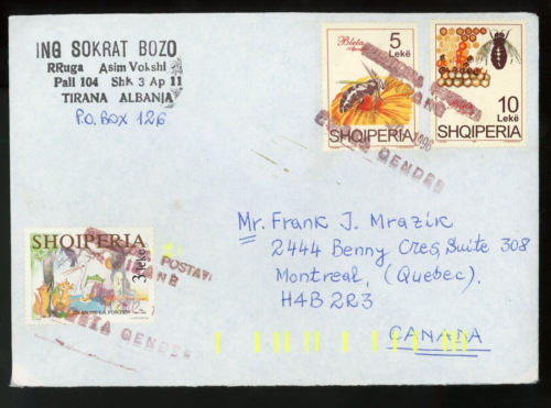 ALBANIA 1996 COVER FROM TIRANA TO MONTREAL, CANADA !! M670 - Picture 1 of 2