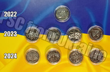 Set 9+1UNC Umlaufm&uuml;nzen aus der Serie Streitkr&auml;fte der Ukraine in Kapseln