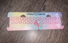 Claire  s BFF Best Friends stretch Pink Lock  Key Tattoo choker necklace Jewelry