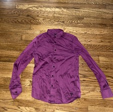 Vtg 2000s Guess Long Sleeve Rare Royal Purple Button Down Shirt Sz Medium Slim