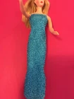 Vintage Superstar Barbie Dress Tourquoise Teal evening gown mint
