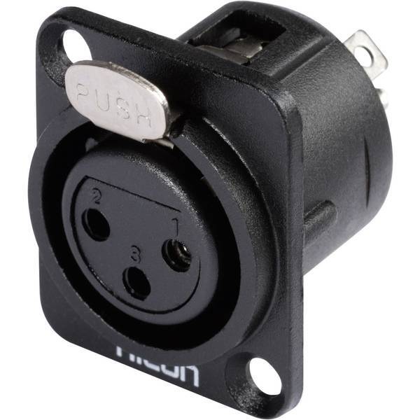 Hicon hi-x3df-m connettore xlr presa a pannello contatti dritti poli 3 nero 1