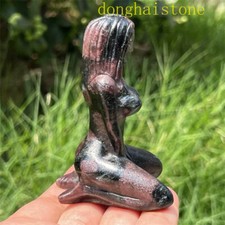 3" Natural Garnet Carved women naked quartz crystal skull healing Gem Decor 1pc
