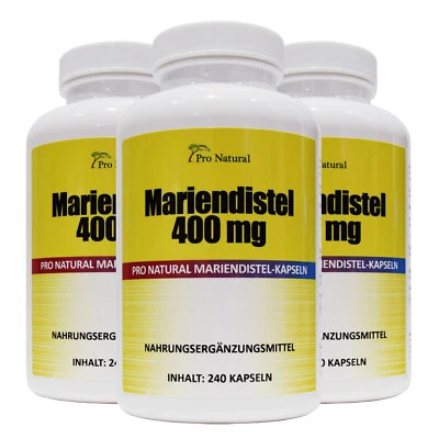 3 Dosen Pro Natural Mariendistel 400mg ( 80% Silymarin 320mg ) 720 Kapseln