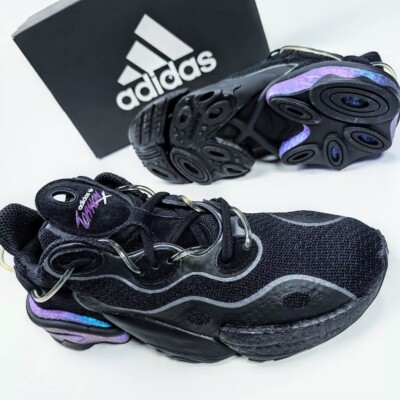 Adidas US 13 Men's Black Blue Purple Knit Retro Run Boost Torsion X   FV4551 New