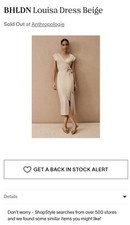 BHLDN Louisa Dress Beige Champagne Wrap Front Surplice Midi 