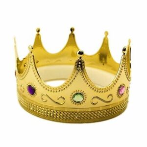 Royalty Gold  Plastic  King Queen Crown  With Jewels 3 Wise 