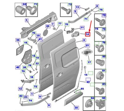 Toyota Proace City MPV RH Schiebetür Control Protector SU001A9916 NEU ORIGINAL