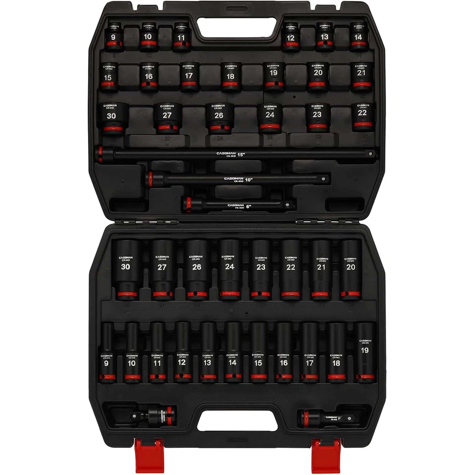 43 PCS 1/2" Drive Master Impact Socket Set Deep 6-Point Metric 9mm - 30mm CR-MO - Image 2 of 4