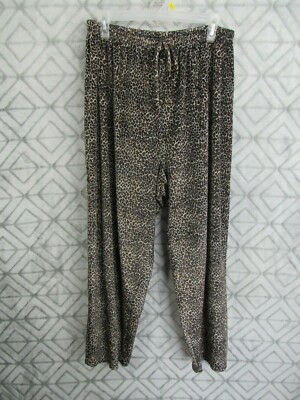 Personal Identity Pajama Bottoms Size XL Black Brown Animal Print Elastic Waist 