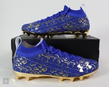 Under Armour Spotlight Lux Suede 2.0 Blue Gold Cleats Size 11-12 3024251-402