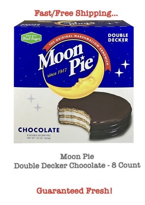 Moon Pie, Double Decker, Chocolate - 8 Count, 22oz Carton