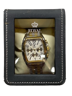 NWT Men's Royal London Chronograph Silver Gold watch 41221 - Main Image