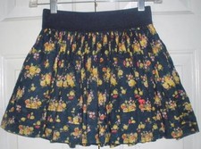 Abercrombie  Fitch Kids Girls Navy Yellow Floral Tiered Cotton Skirt Size Large
