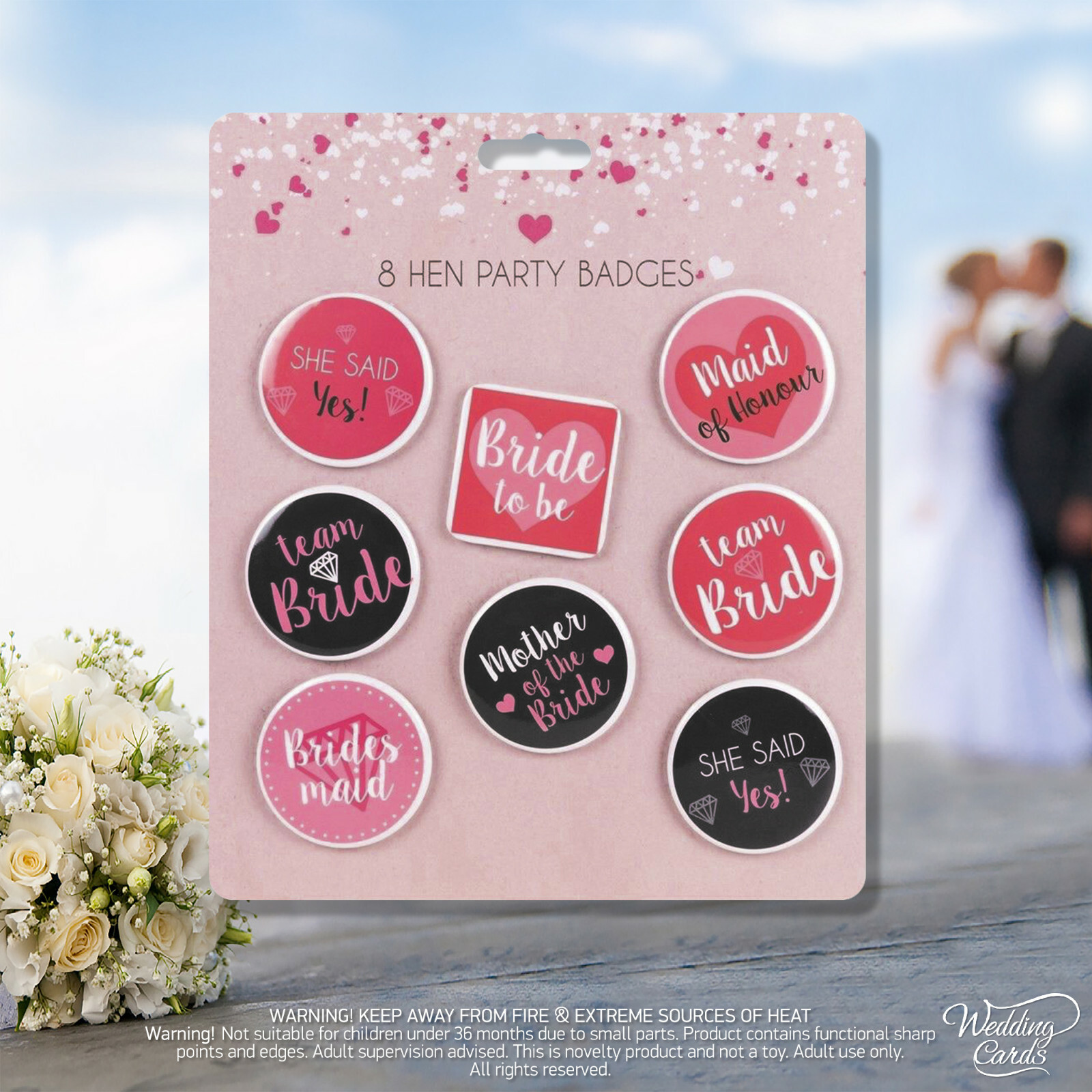 8 Hen Party Badge Bride to be Squad Night Favours Keepsakes Bridesmaid Presents