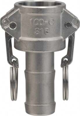 2'' Cam & Groove Female Coupler Hose Shank Part C, Aluminum, 1,000 Max psi, fo...