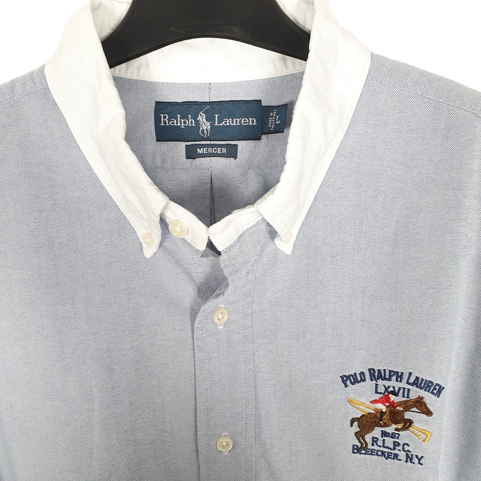 RALPH LAUREN Blue Shirt Mercer Polo Team N.Y Long Sleeve Casual Mens L image 3