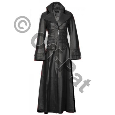 DAMEN reines LEDER Goth Steampunk Gothic Van Helsing Matrix Trenchcoat DAMEN