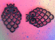 10 Large Black Abstract Owl Charm Metal Owls Charms Bird Animal Pendants