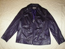 Women's Tan Jay Faux Leather Jacket - Size 14 - Zip Front - Dark Purple