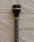 Handmade 37" Mother of Pearl Inlaid  Round Handle Ebony Wood Walking Stick Cane