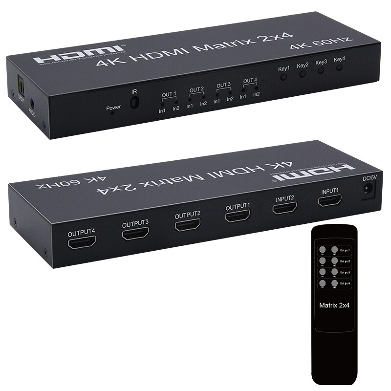 その他 HDMI Matrix 4x2 4K 60Hz 4x2 HDMI 4K Matrix - 4K*2K@60Hz - HDMI 2.0v - YUV 4:4:4 - IR