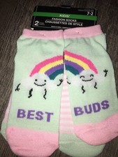 Girls Shoe Sz 7-2 Small/medium Rainbow Best Buds Friends Sock Set 2 Pair Nwt